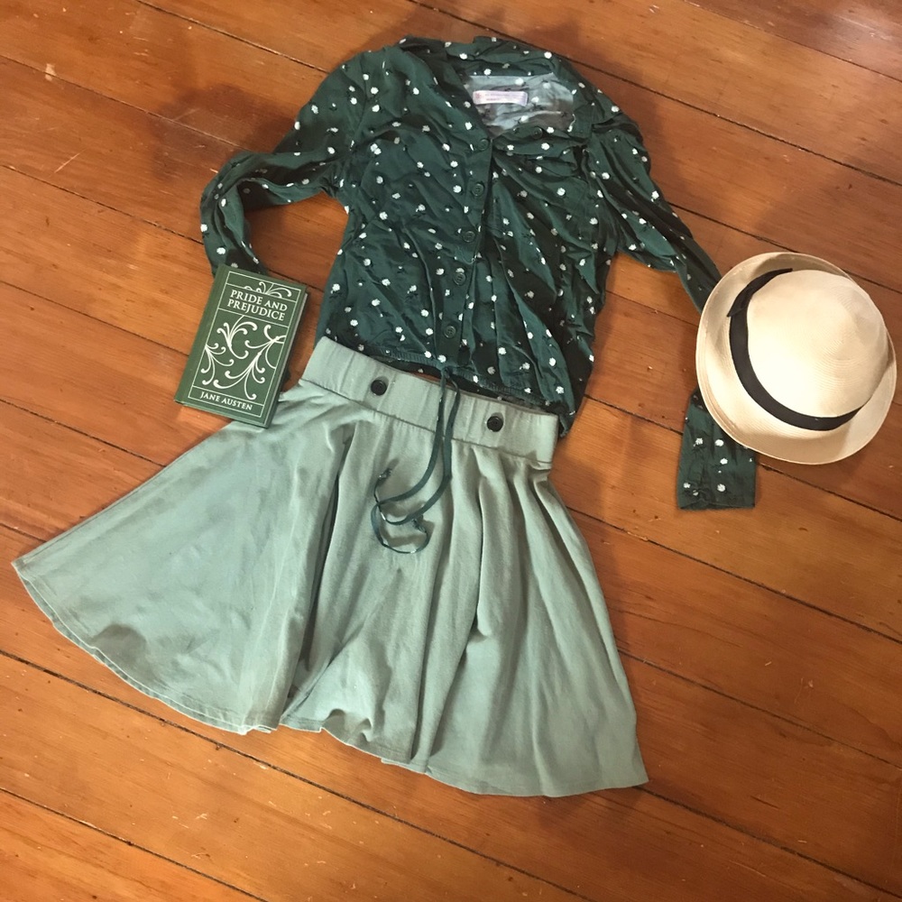 Green Floral Cropped Buttom-Down